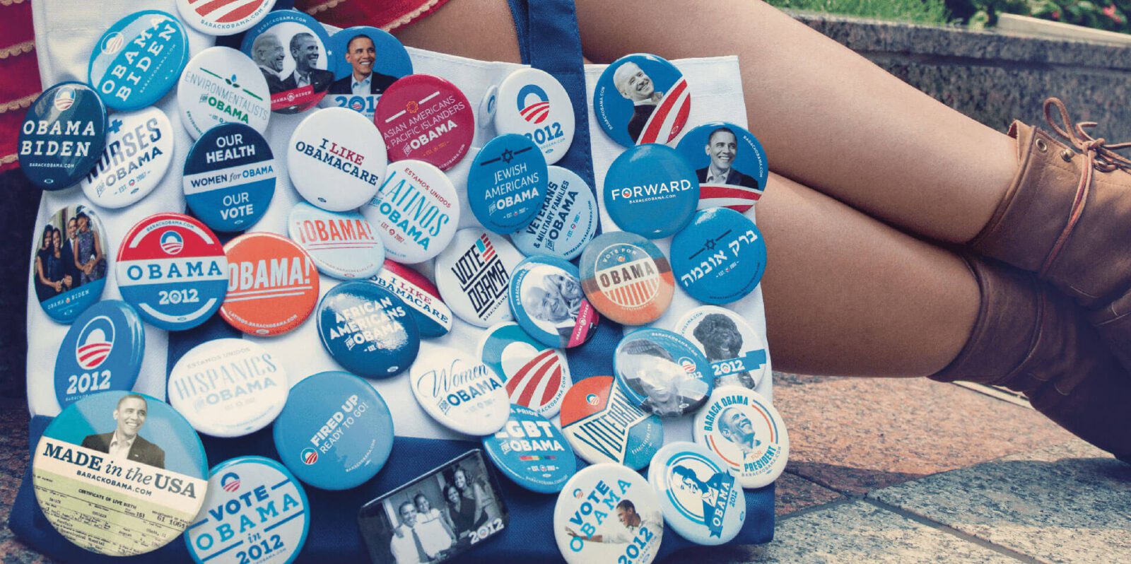 obama buttons on tote