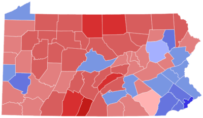 2022 Pennsylvania gubernatorial electiion results map by county