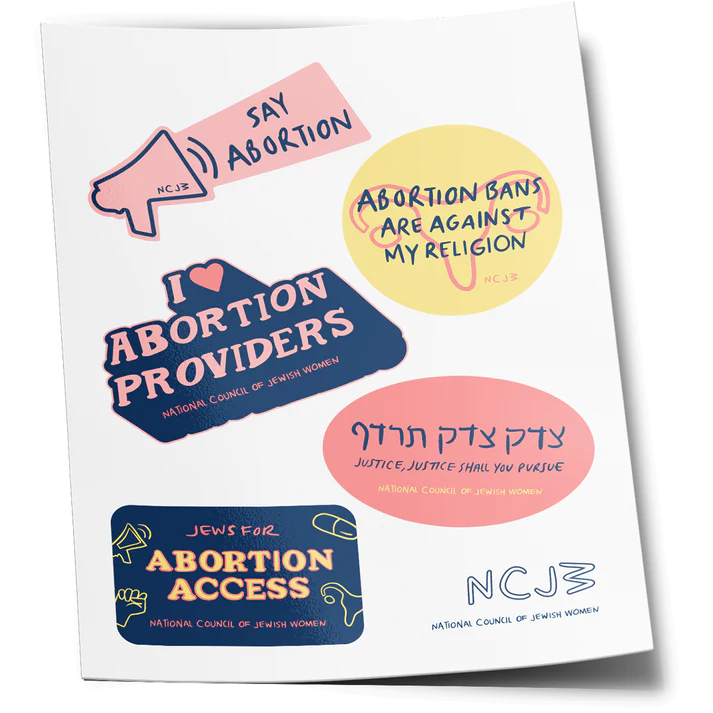 Custom campaign stickers for abortion rights for National Council of Jewish Women