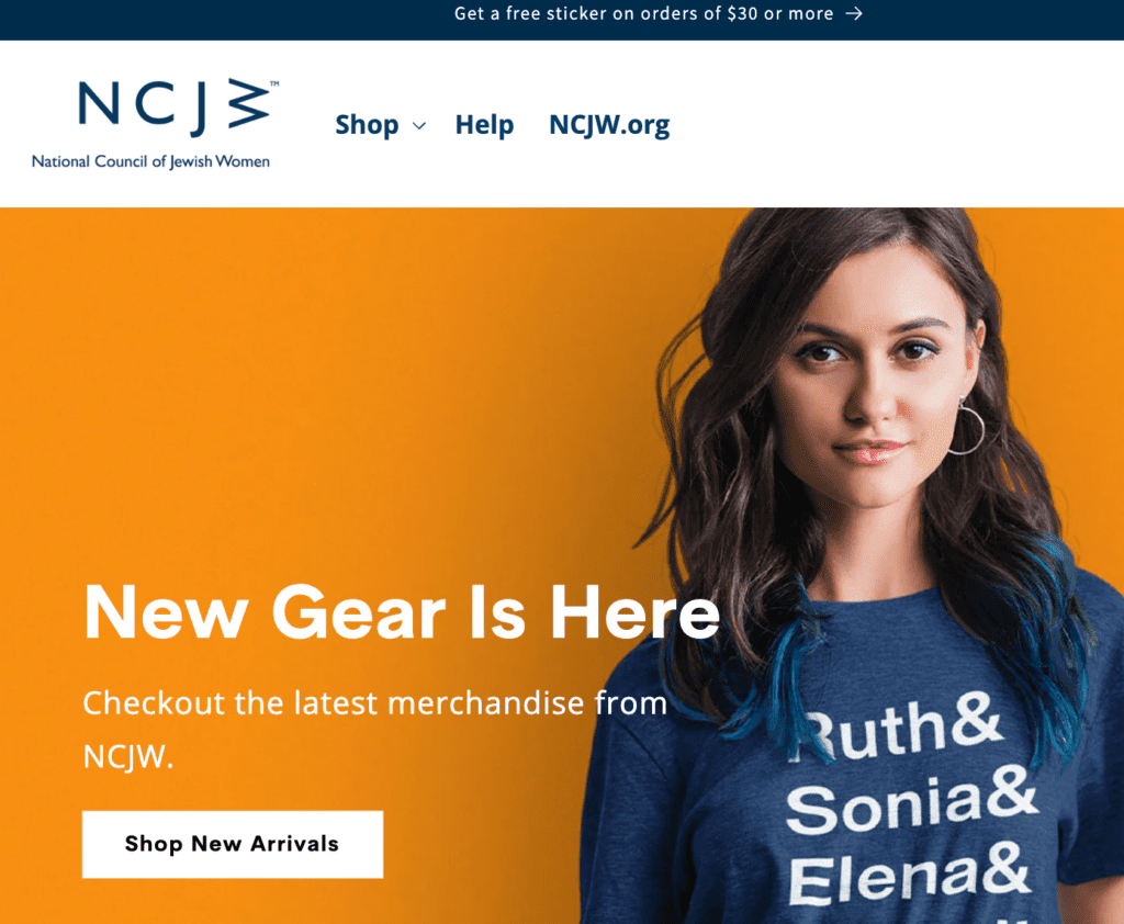 nonprofit ecommerce webstore for National Council of Jewish Women