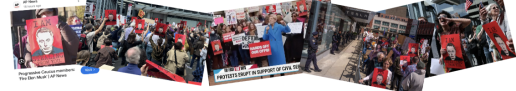 Email banner image of anti-Elon Musk posters