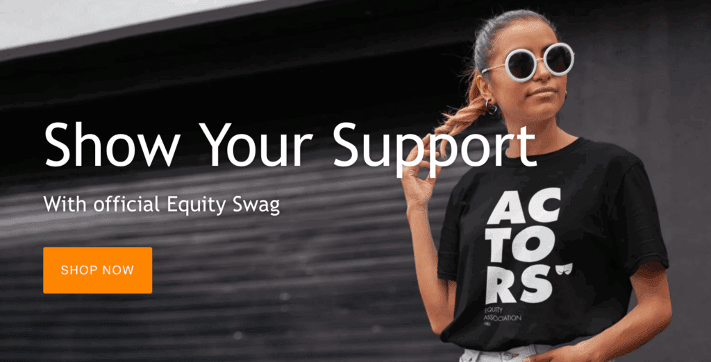 online store front page for union merch for Actors' Equity Association